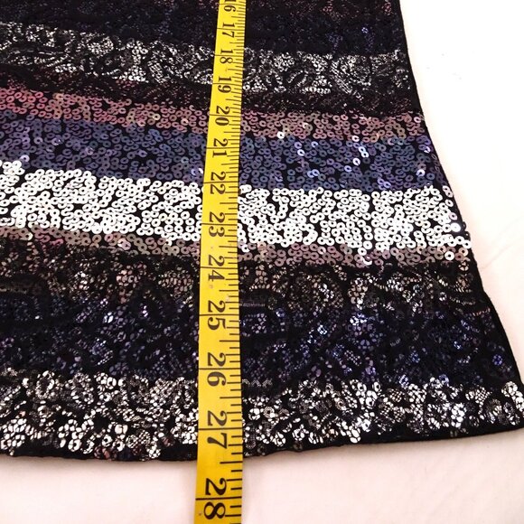 NWT Quacker Factory Sequin Lace t-shirt Medium Black Silver Blue New Year's Eve - Picture 5 of 7